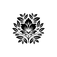 Elegant Black Floral Pattern on White Background