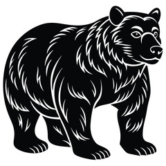 Wild bear vector illustration, a silhouette of a big mammal