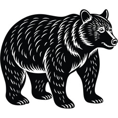 Wild bear vector illustration, a silhouette of a big mammal