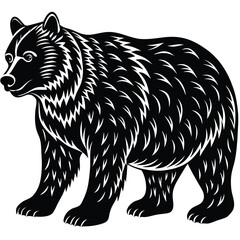 Wild bear vector illustration, a silhouette of a big mammal