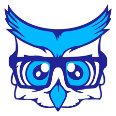 Owl nerd geek horror horn-rimmed glasses bird cool Isolated Vector Graphic Design Illustration
