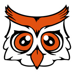 Owl bird looks night comic face cartoon drawing Isolated Vector Graphic Design Illustration
