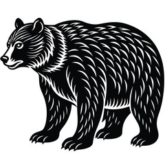 Wild bear vector illustration, a silhouette of a big mammal