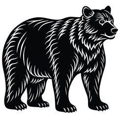Wild bear vector illustration, a silhouette of a big mammal