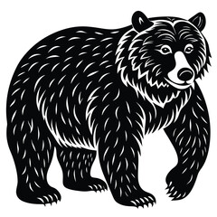 Wild bear vector illustration, a silhouette of a big mammal