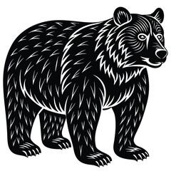 Wild bear vector illustration, a silhouette of a big mammal