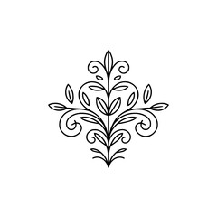 Elegant Floral Ornament in Minimalist Line Art Style
