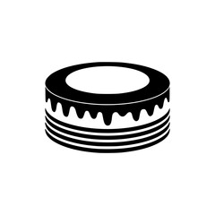 Minimalist Black and White Cake Icon with Dripping Icing