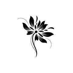Minimalist Black Flower Silhouette on White Background