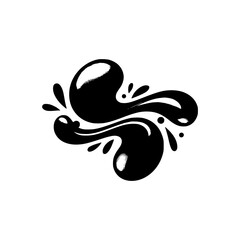 Abstract Liquid Flow Design in Black on White, Minimalist Style