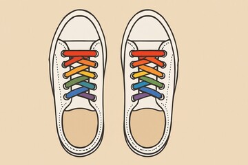 Rainbow Laces Colorful Sneakers Illustration