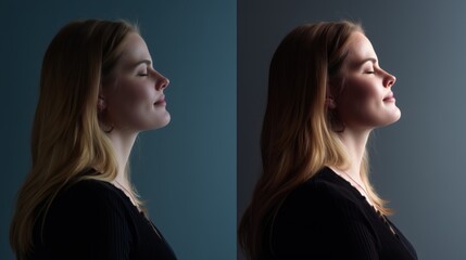 Split screen showing before/after of a person's transformation based on followed recommendations during National Recommendation Month. 