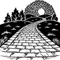 brick road silhouette vector