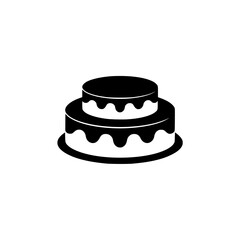 Two-Tiered Cake Silhouette: Celebration, Dessert Icon in Black & White