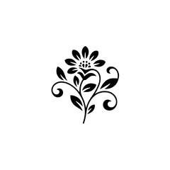 Elegant Black Floral Design on White Background - Decorative Vector Illustration