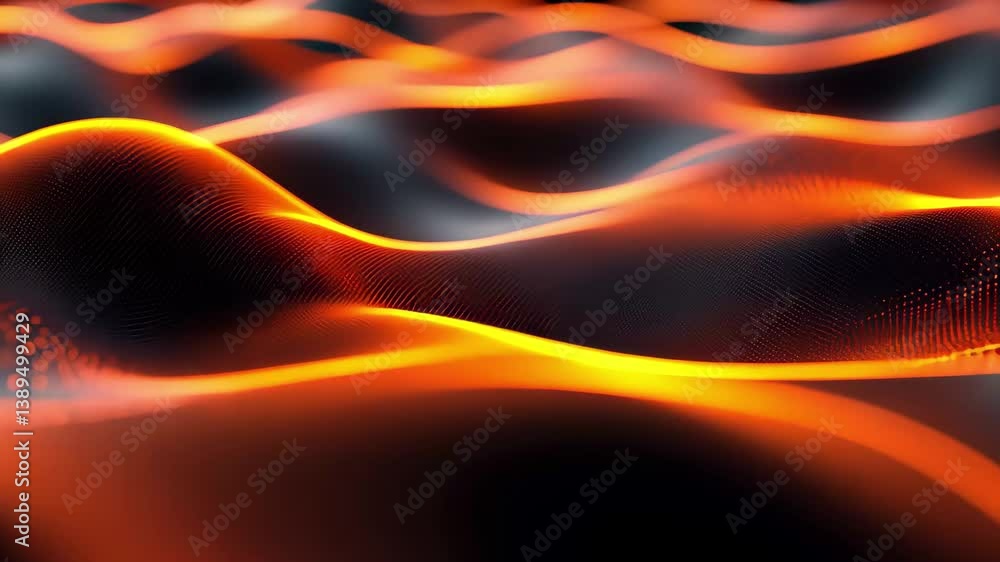 Poster abstract digital wave with glowing orange details creating a mesmerizing visual experience for viewe