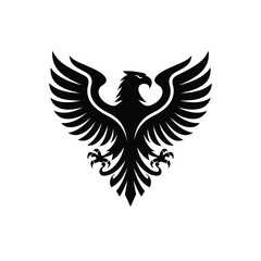 Black Eagle Crest Logo – Bold Symmetrical Winged Bird Silhouette Emblem Design