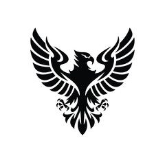 Black Eagle Crest Logo – Bold Symmetrical Winged Bird Silhouette Emblem Design