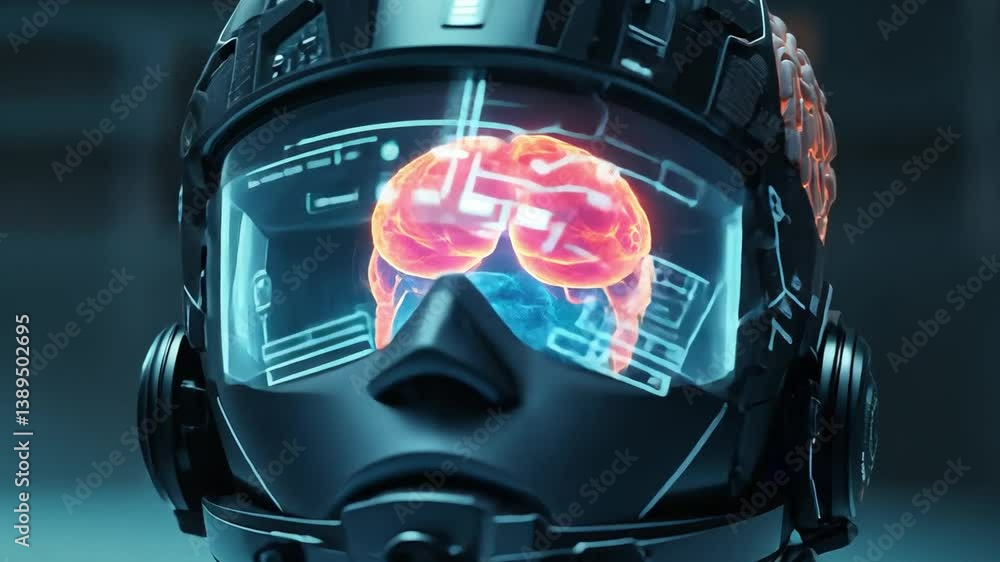Poster mind and machine: a futuristic depiction of a human-like form with an interactive interface showcasi
