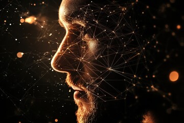 Exploring network connections and user profile concepts against a dark backdrop, Network connections and user profile over dark background