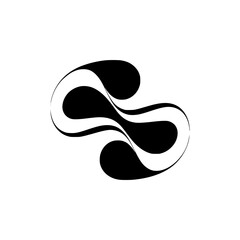 Minimalist Abstract Design: Black & White Flowing Shape