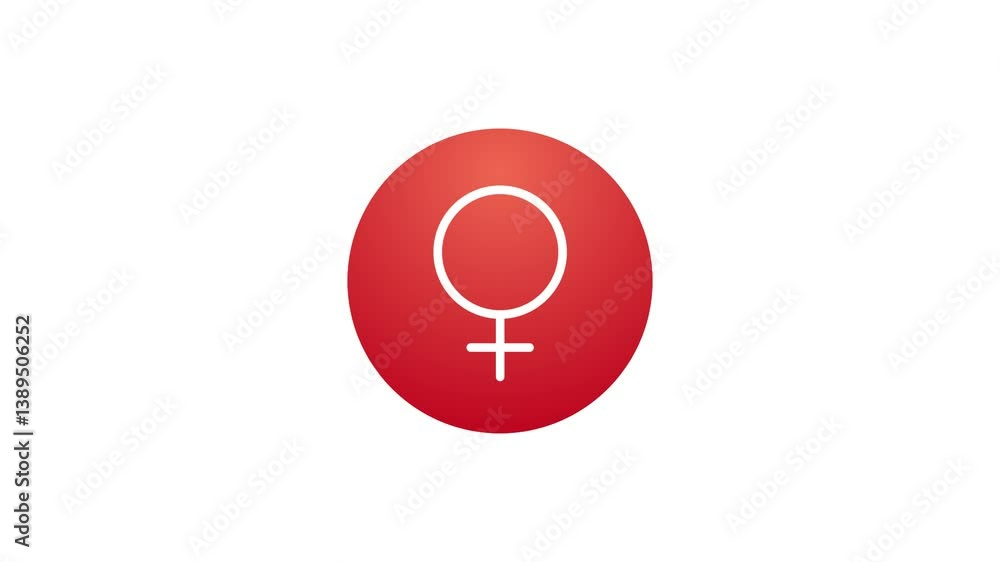 Aufkleber animated button with icon. healthcare collection. woman gender symbol. white contour in red gradient