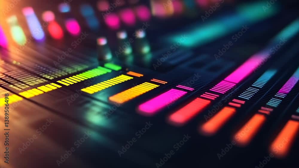 Poster vibrant audio equalizer display with colorful, dynamic bars