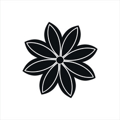 Stylized Black Floral Icon with Eight Petals