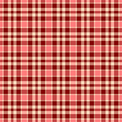 1940s seamless check plaid, warp textile pattern tartan. Fancy vector texture fabric background in maroon and bisque colors.