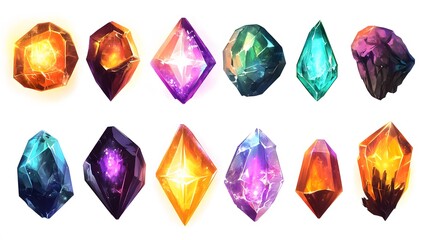Glowing adventure gem logo illustration for games and elements