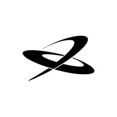 Abstract Black Swoosh Logo on Gradient Background, Minimalist Design © MatandSterre