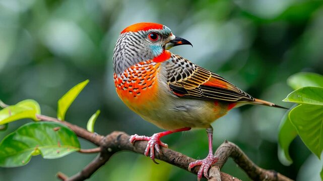 Close-up of a zebra finch on a branch