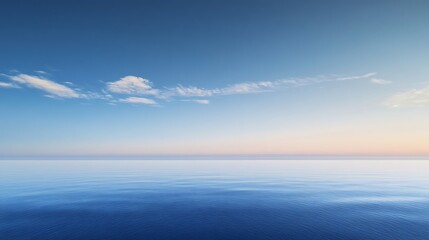 Obraz premium Calm ocean at sunset with clear sky.