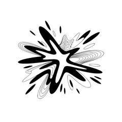 Abstract Black Burst Illustration on Gray Background: Minimalist Design