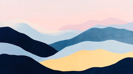 Abstract pastel mountain range landscape. (2)