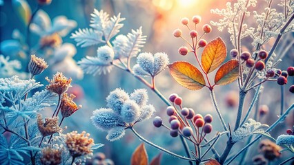 Frostkissed Winter Botanicals: Organic Textures & Delicate Branches Stock Photo