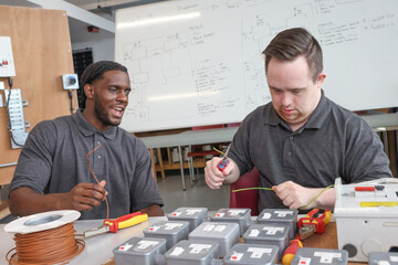Disabled men at workshop