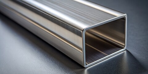 Industrial Metal Pipe Stock Photo: Strong, Durable Rectangular Steel Tubing
