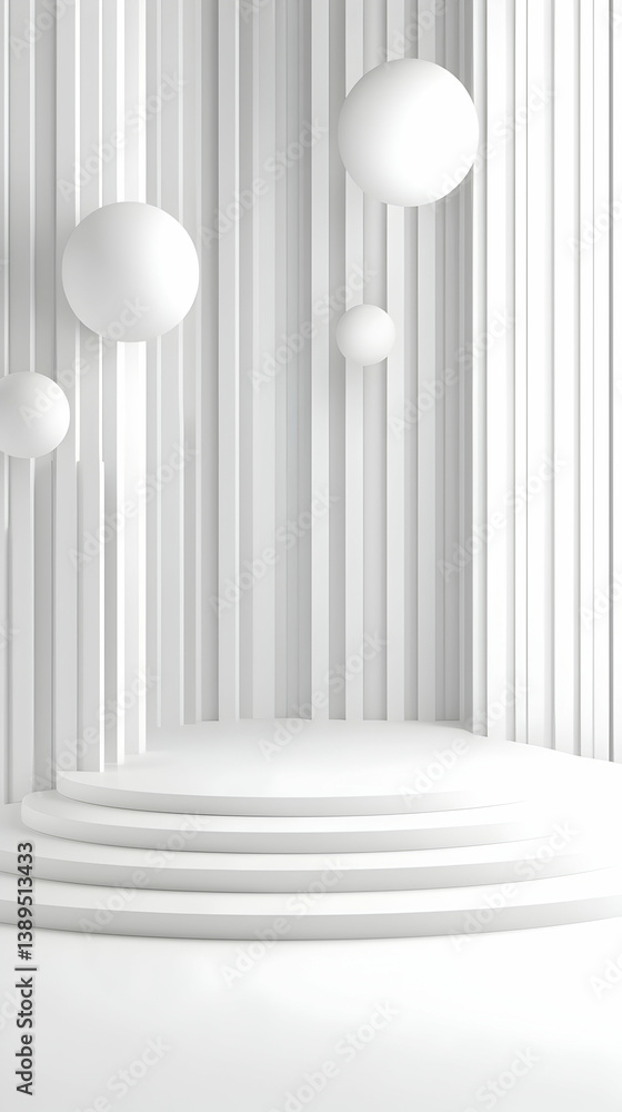 Poster white abstract 3d render background with geometric shapes