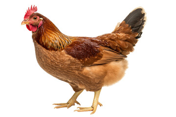 Fototapeta premium A beautiful brown hen isolated on white background showcasing rich plumage and vibrant colors in a