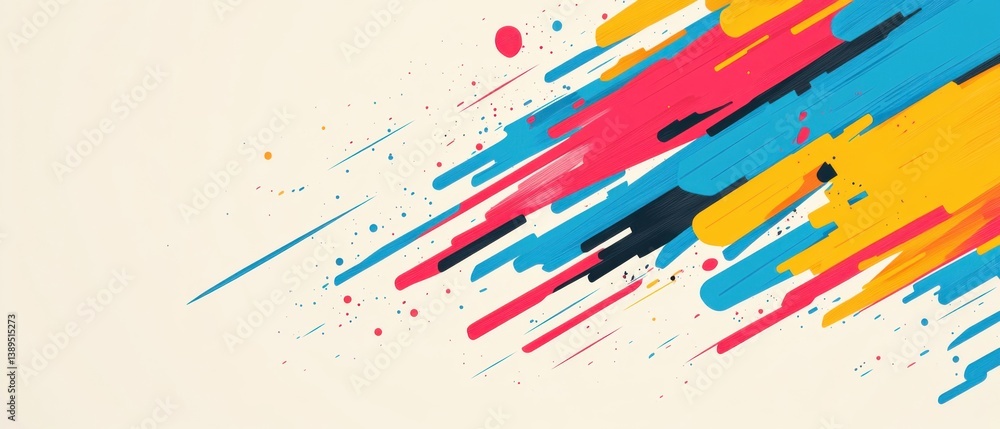 Aufkleber dynamic abstract background with colorful diagonal brush strokes and splatters for modern design and