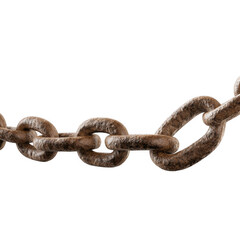 Obraz premium Rusty chain links with a transparent background suitable for graphic design and digital projects in various applications