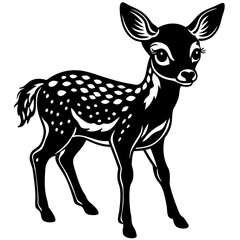 Fototapeta premium deer fawn black color on white vector. 