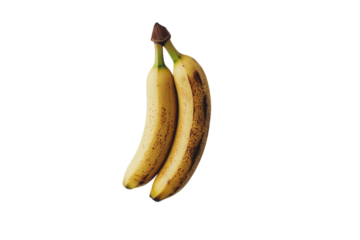 Two ripe bananas gently touching on a light background subtle speckles minimal photography style