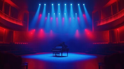 Obraz premium Grand Piano Stage Concert Red Blue