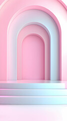 Pastel Pink and Blue Geometric Archway with Steps