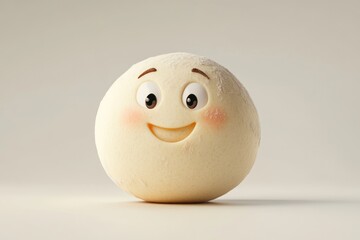 Fototapeta premium A cheerful, round dough ball with a smiling face, dusted with flour.