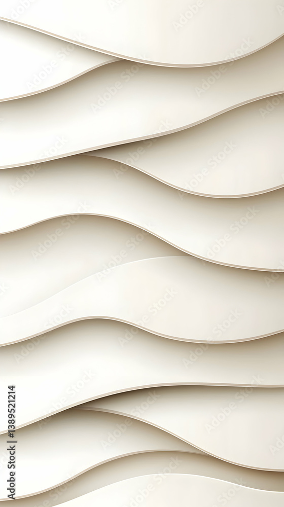 Poster abstract wave pattern background: cream and white undulating layers