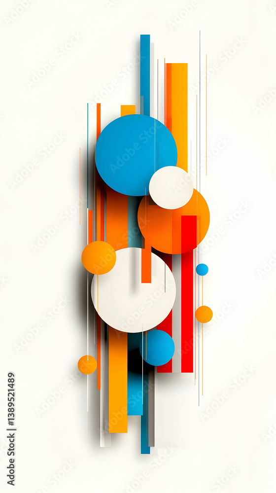 Poster abstract geometric design with colorful circles and lines