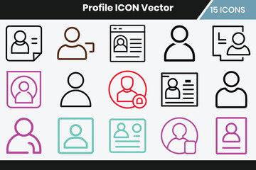 A set of profile icon vector, or business management icons simple flat design.